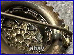 Antique Sterling Silver Brooch Scottish Mourning Round Star Design 2.67g