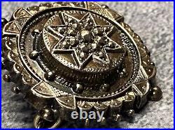 Antique Sterling Silver Brooch Scottish Mourning Round Star Design 2.67g