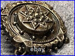 Antique Sterling Silver Brooch Scottish Mourning Round Star Design 2.67g