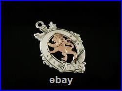 Antique Sterling Silver Gold Scottish Lion Rampant Pocket Watch Fob Medal 1903