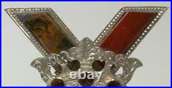 Antique Sterling Silver & Hardstone Scottish Saltire Brooch/Pin -1 7/8 x 1 5/8