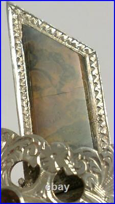 Antique Sterling Silver & Hardstone Scottish Saltire Brooch/Pin -1 7/8 x 1 5/8