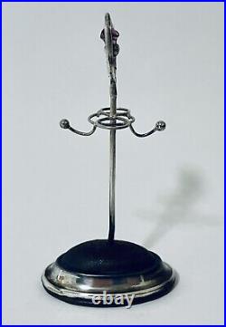 Antique Sterling Silver Hat Pin Cushion Stand / Ring Tree Scottish Thistle 1908