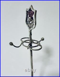 Antique Sterling Silver Hat Pin Cushion Stand / Ring Tree Scottish Thistle 1908