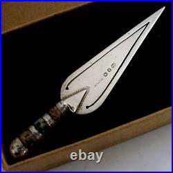 Antique Sterling Silver Scottish Agate Bookmark Page Marker 1898 Victorian Boxed