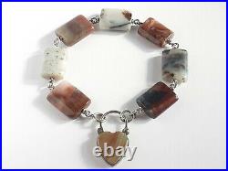 Antique Sterling Silver Scottish Agate Bracelet