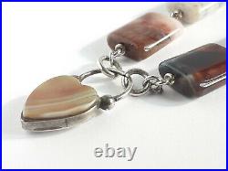 Antique Sterling Silver Scottish Agate Bracelet