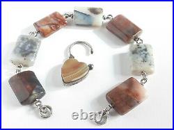 Antique Sterling Silver Scottish Agate Bracelet