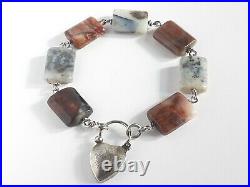 Antique Sterling Silver Scottish Agate Bracelet