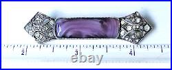 Antique Sterling Silver Scottish Agate & Paste Victorian Edwardian Pin Brooch