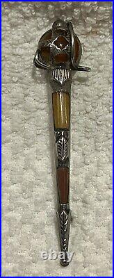 Antique Sterling Silver Scottish Dirk Kilt Brooch Pin