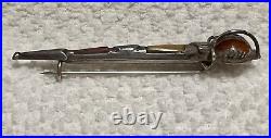 Antique Sterling Silver Scottish Dirk Kilt Brooch Pin