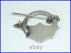 Antique Sterling Silver Scottish Penannular Tara Brooch Agate Connemara Gemstone