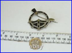 Antique Sterling Silver Scottish Penannular Tara Brooch Agate Connemara Gemstone