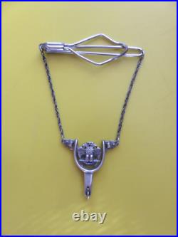 Antique Sterling Silver Scottish Rites Freemasonry 32nd Degree tie clip