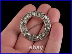 Antique Sterling Silver Victorian Scottish Celtic AU/NZ Circle Pin Brooch 1.5