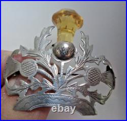Antique Stg. Silver & Citrine Scottish THISTLE Brooch h/m 1906 Pearce & Thompson