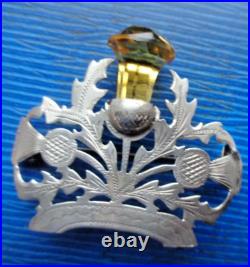 Antique Stg. Silver & Citrine Scottish THISTLE Brooch h/m 1906 Pearce & Thompson