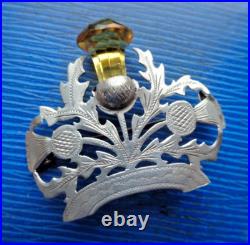 Antique Stg. Silver & Citrine Scottish THISTLE Brooch h/m 1906 Pearce & Thompson