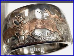 Antique Tiffany & Co, Sterling Silver & Gold Cuff/Bangle /Bracelet Scottish Deer