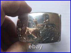 Antique Tiffany & Co, Sterling Silver & Gold Cuff/Bangle /Bracelet Scottish Deer