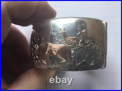 Antique Tiffany & Co, Sterling Silver & Gold Cuff/Bangle /Bracelet Scottish Deer