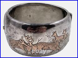 Antique Tiffany & Co, Sterling Silver & Gold Cuff/Bangle /Bracelet Scottish Deer