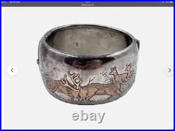 Antique Tiffany & Co, Sterling Silver & Gold Cuff/Bangle /Bracelet Scottish Deer