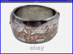 Antique Tiffany & Co, Sterling Silver & Gold Cuff/Bangle /Bracelet Scottish Deer