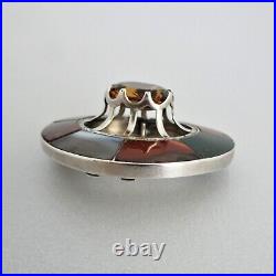 Antique VICTORIAN-era Sterling Silver SCOTTISH CAIRNGORM CITRINE & AGATE BROOCH