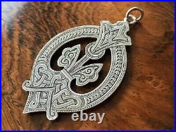 Antique Victorian 1871 Sterling Silver Scottish Celtic Knot Pendant Hollow 2.6