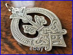 Antique Victorian 1871 Sterling Silver Scottish Celtic Knot Pendant Hollow 2.6