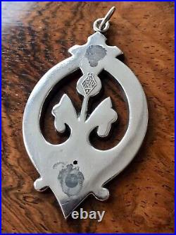 Antique Victorian 1871 Sterling Silver Scottish Celtic Knot Pendant Hollow 2.6