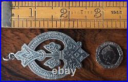 Antique Victorian 1871 Sterling Silver Scottish Celtic Knot Pendant Hollow 2.6