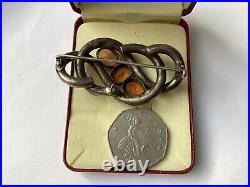 Antique Victorian 1880ish Scottish Eternal Lovers Knot Pin Brooch Cairngorm 60mm