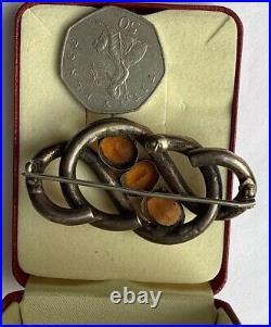 Antique Victorian 1880ish Scottish Eternal Lovers Knot Pin Brooch Cairngorm 60mm