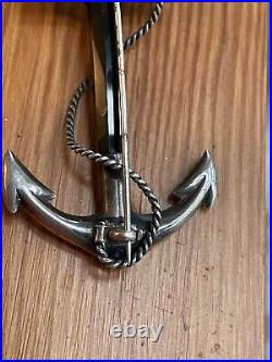 Antique Victorian 1890's Large Scottish Sterling Silver Anchor Agate Brooch