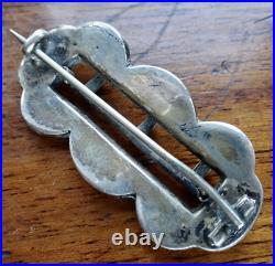 Antique Victorian STERLING SILVER Scottish AGATE buckle brooch -X96