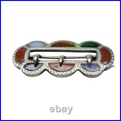 Antique Victorian Scottish Agate Bloodstone Jasper Sterling Silver Buckle Brooch