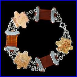 Antique Victorian Scottish Agate Bracelet Silver Circa 1860