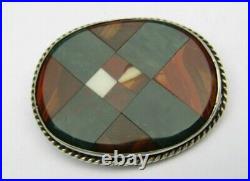 Antique Victorian Scottish Agate Cross Sterling Silver pin Brooch