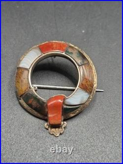 Antique Victorian Scottish Agate Jasper & 9ct Gold & Sterling Silver Brooch 6.7g Antique Victorian Scottish Agate Jasper & 9ct Gold & Sterling Silver Brooch 6.7g
