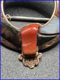 Antique Victorian Scottish Agate Jasper & 9ct Gold & Sterling Silver Brooch 6.7g Antique Victorian Scottish Agate Jasper & 9ct Gold & Sterling Silver Brooch 6.7g