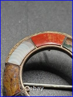 Antique Victorian Scottish Agate Jasper & 9ct Gold & Sterling Silver Brooch 6.7g Antique Victorian Scottish Agate Jasper & 9ct Gold & Sterling Silver Brooch 6.7g