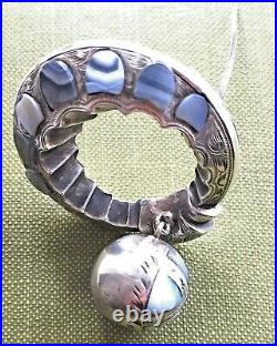 Antique Victorian Scottish Agate Sterling Pebble Brooch c1890 Rare Design Unique