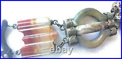 Antique Victorian Scottish Agate Sterling Silver Pebble Bracelet c 1890 Rare