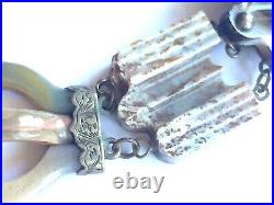Antique Victorian Scottish Agate Sterling Silver Pebble Bracelet c 1890 Rare