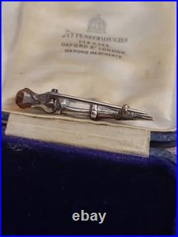 Antique Victorian Scottish Agate Tourmaline Dirk Brooch 4cm