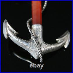 Antique Victorian Scottish Anchor Brooch Large Set In Silver