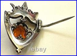 Antique Victorian Scottish Brooch Pin Citrine (faux) Sterling Multi Stone c1890